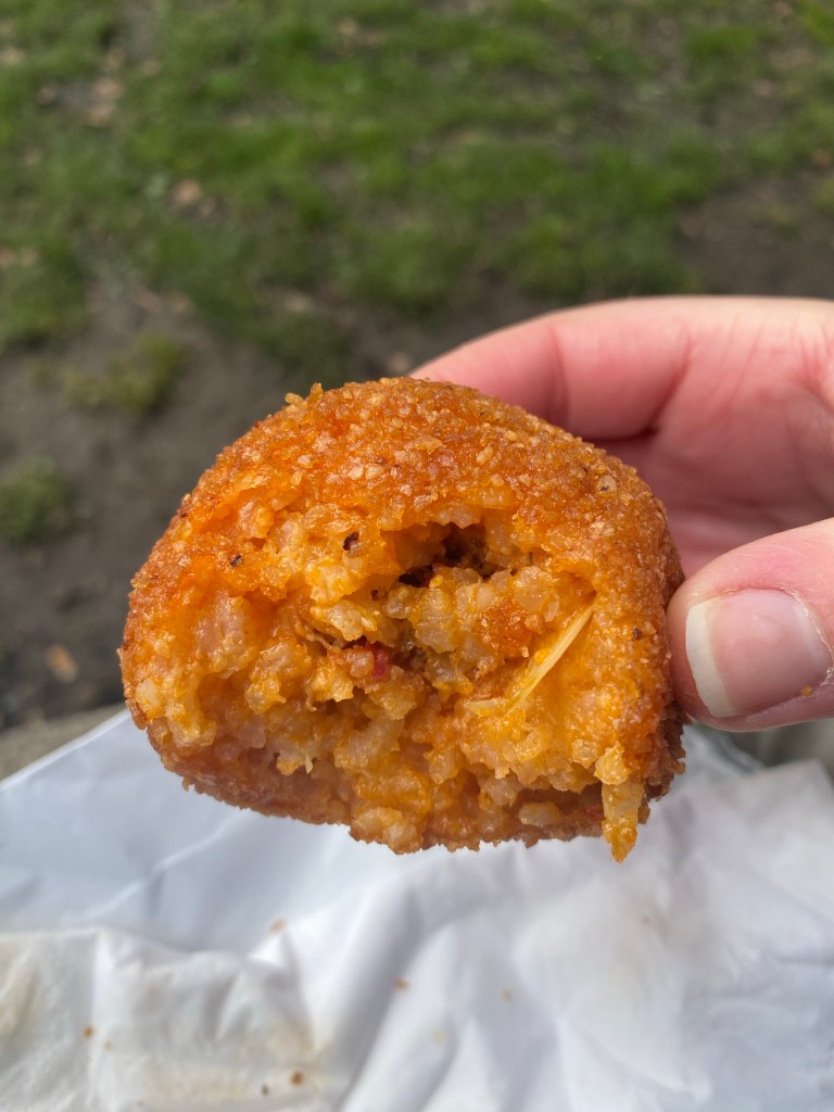 half a gluten free arancini ball