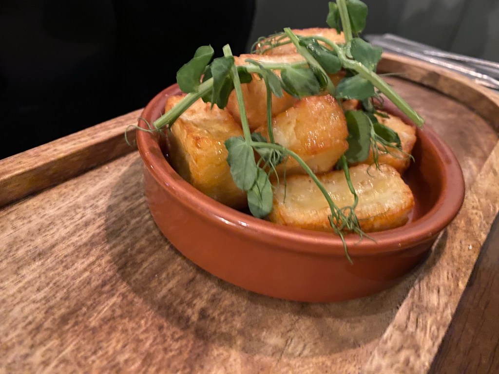 a dish containing halloumi bites